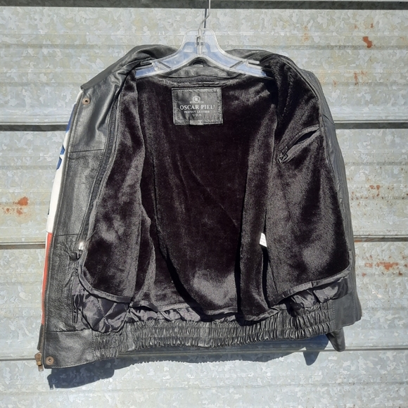 VINTAGE 90's USA Flag Leather Motorbike Jacket (unisex) - Picture 6 of 17